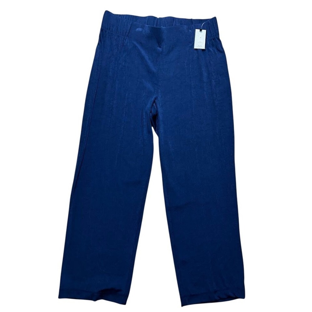 Dana Buchman Travel Anywhere Navy Blue Slinky Knit Wide Leg Pants Womens XL NWT